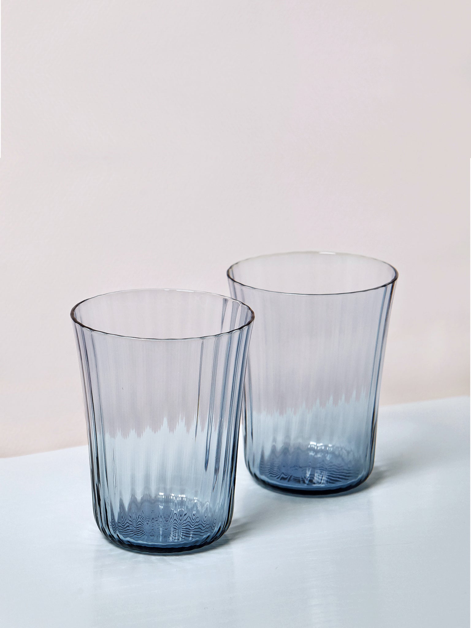Stilleben Concave Glass - Box of 2⼁Fan Glass Atlantic Blue