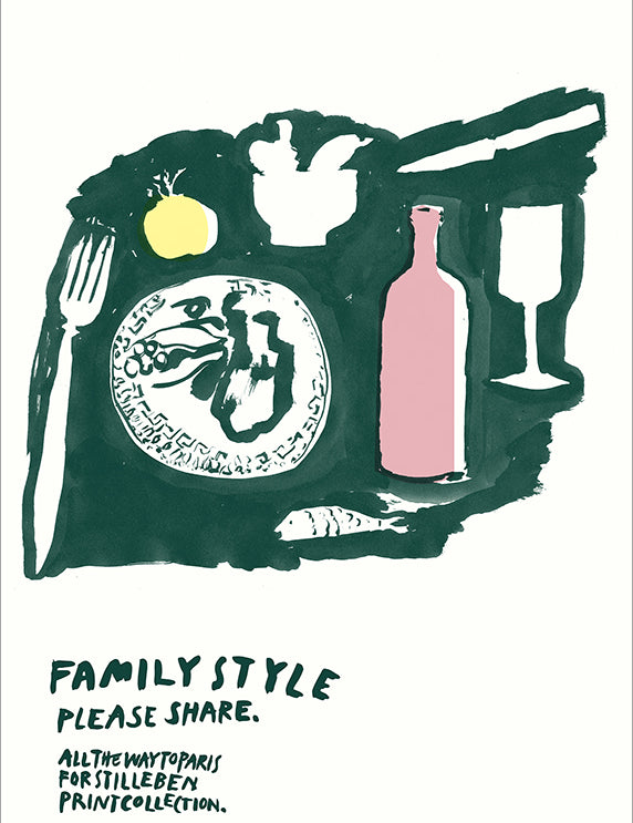 Stilleben Print - 50 x 70 cm⼁Lunch in Paris - Green Print -