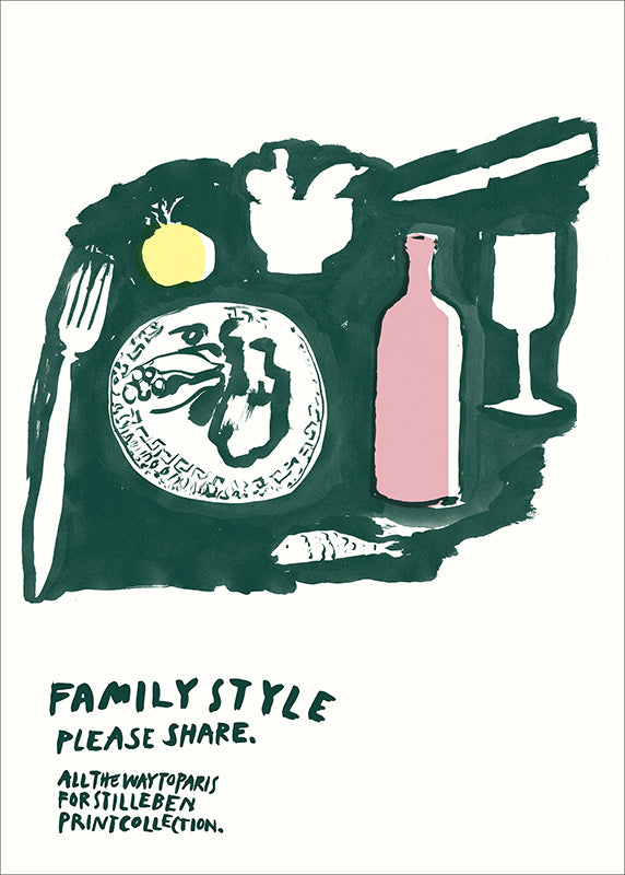 Stilleben Print - 50 x 70 cm⼁Lunch in Paris - Green Print -
