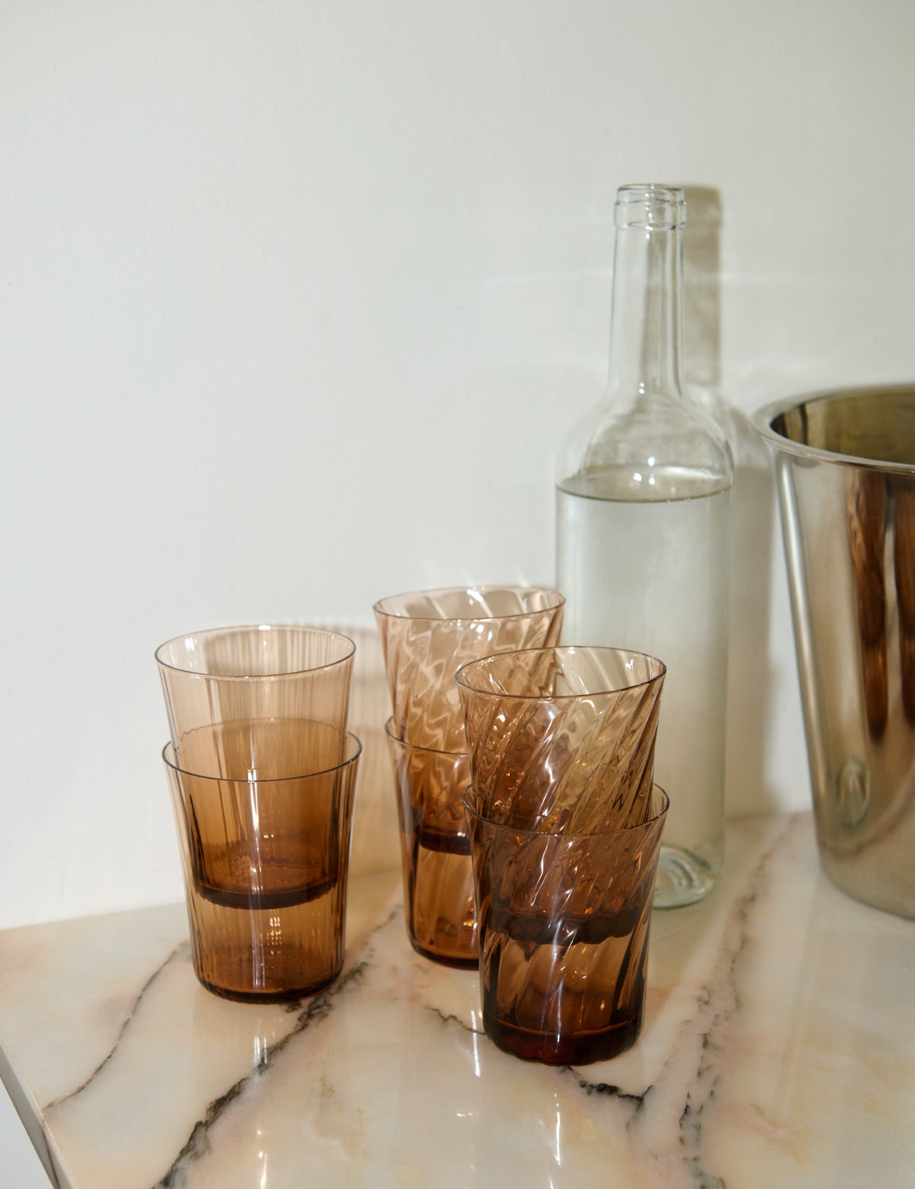 Stilleben Concave Glass - Box of 2⼁Fan Glass Sepia