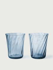 Stilleben Concave Glass - Box of 2⼁Swirl Glass Atlantic Blue