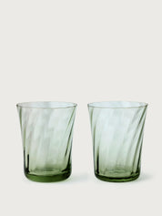 Stilleben Concave Glass - Box of 2⼁Swirl Glass Moss Green
